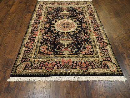 Fine Persian Qum rug corner detail