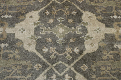 Back of Oushak Indo Ziegler hand-knotted rug