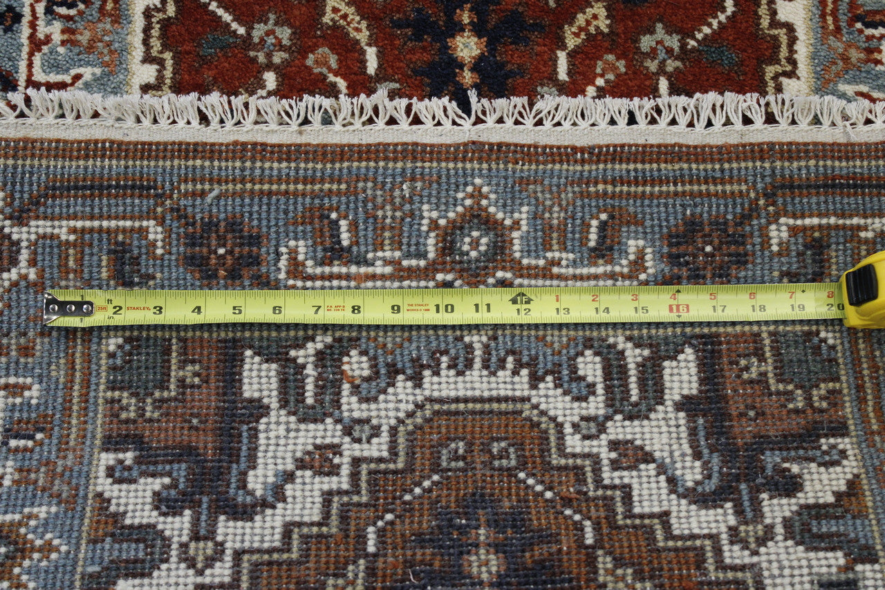 Tribal Indo Heriz rug border detail