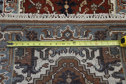 Tribal Indo Heriz rug border detail