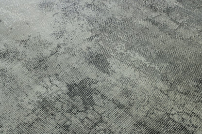 Gray 5'3" x 7'7" Modern Abstract Design Handloom Silk Rug - Sku: w2065