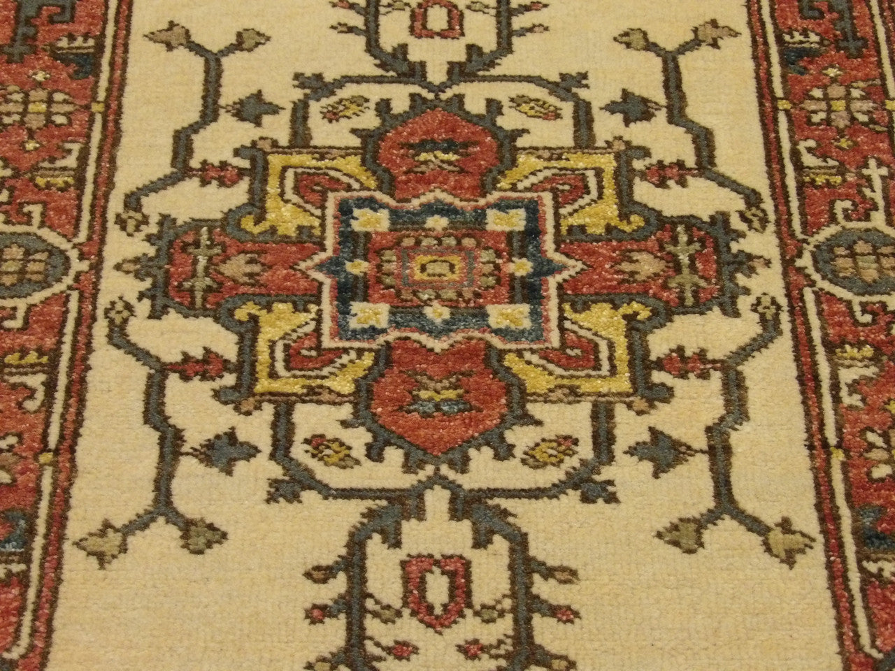 Back of Fine Persian Heriz hand-knotted rug