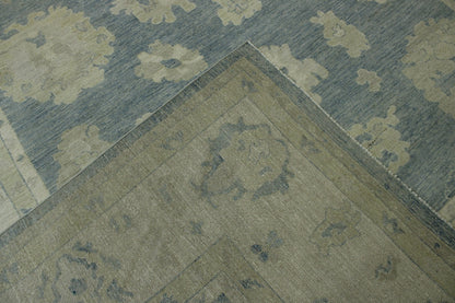 Oushak Wash Chobi hand-knotted wool rug in Blue & Gray, full view
