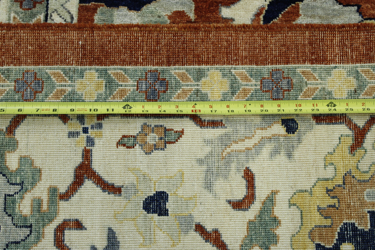 Close-up of wool pile, Beige & Rust rug