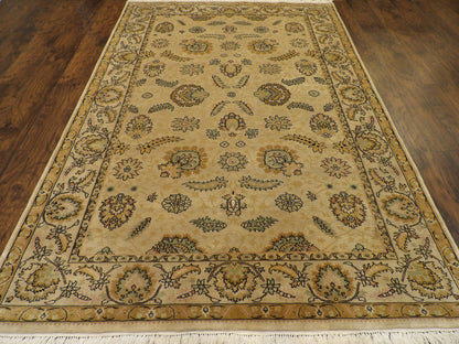 Fine Ziegler Tie-Dye Hand-Knotted Wool Rug in Beige — 6'0" x 9'0" | SKU W918