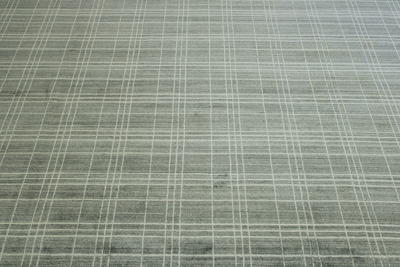 Modern Lines Design hand-knotted wool rug in Gray & Beige, full view