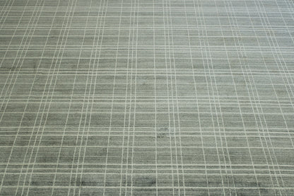 Modern Lines Design hand-knotted wool rug in Gray & Beige, full view