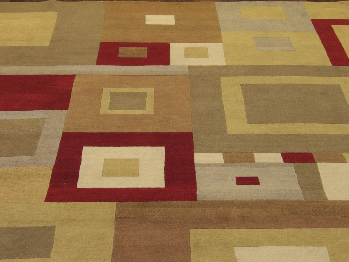 Back of Modern Geometrical Design hand-knotted rug