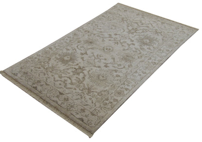Close-up of silk pile, Gray & Ivory rug