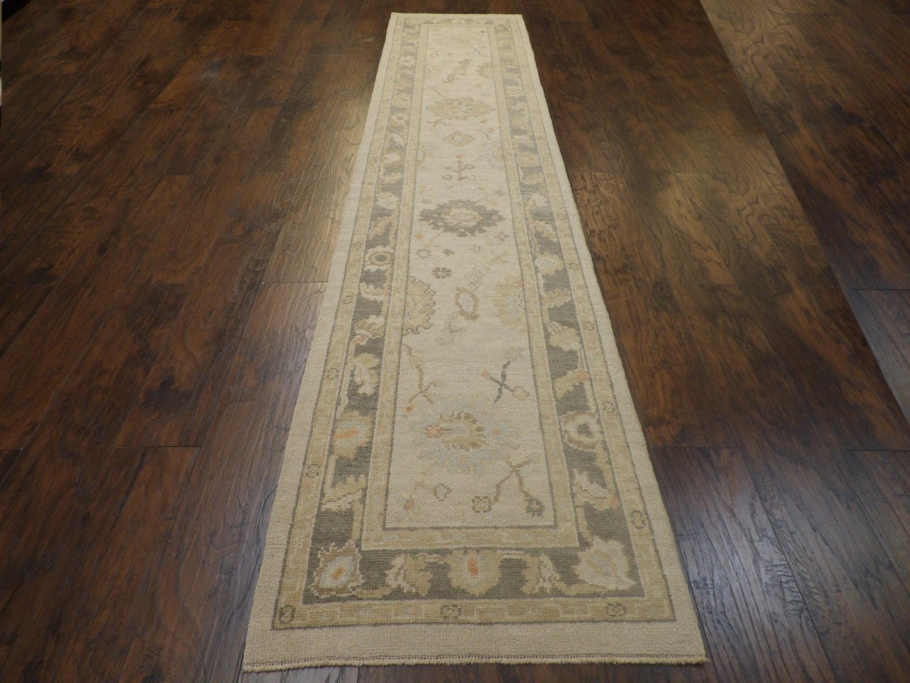 Vintage Oushak rug corner detail