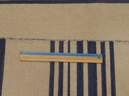 Blue & Beige Coastal Flat Weave Indoor/Outdoor Beach rug in room setting