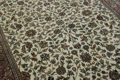 Beige & Pink Traditional Mahal Design rug in room setting