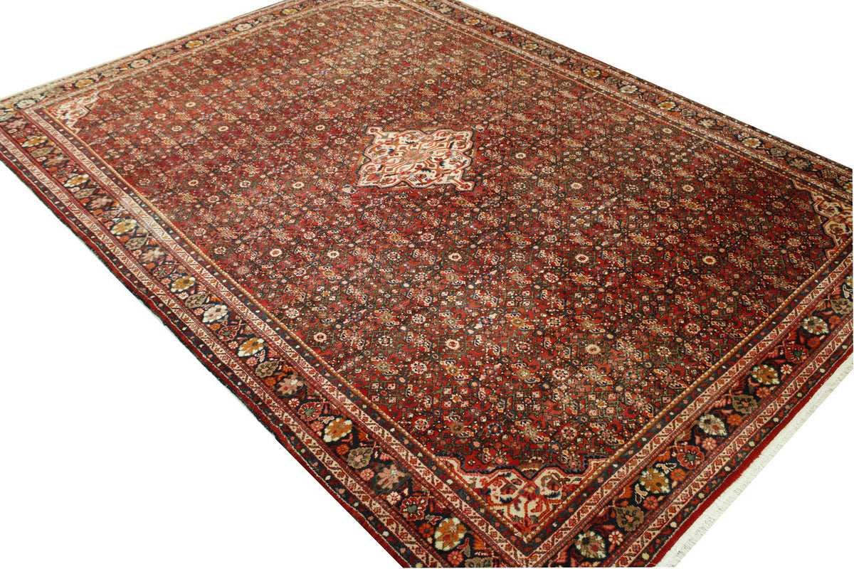 Traditional Antique Bidjar rug border detail