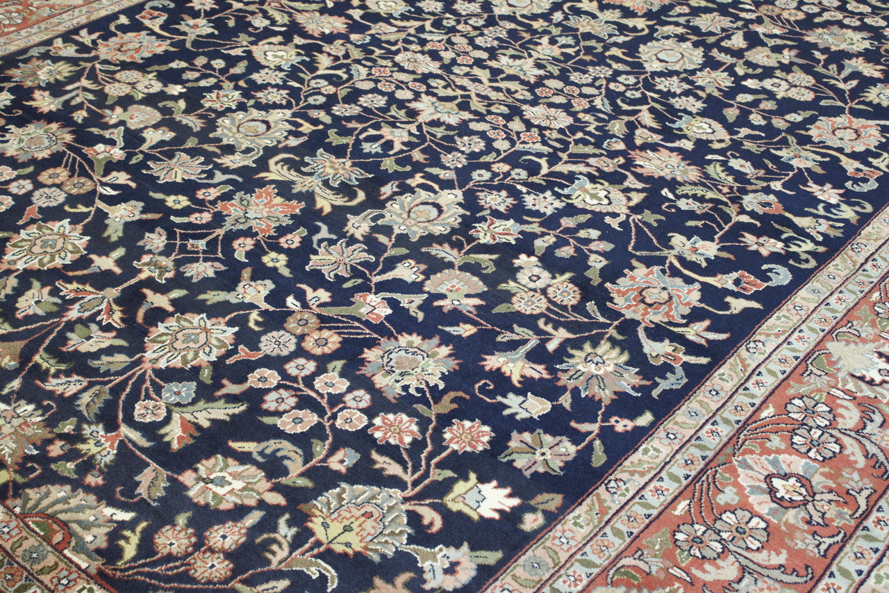 Blue & Rust Traditional Fine Farhan rug in room setting