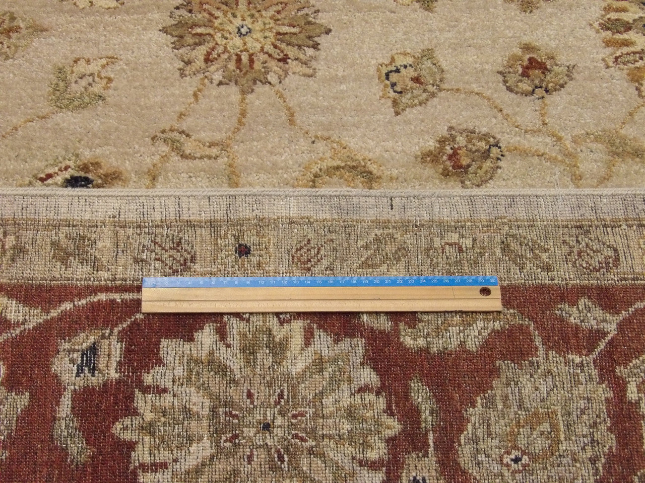 Beige & Rust Agra Ziegler rug in room setting