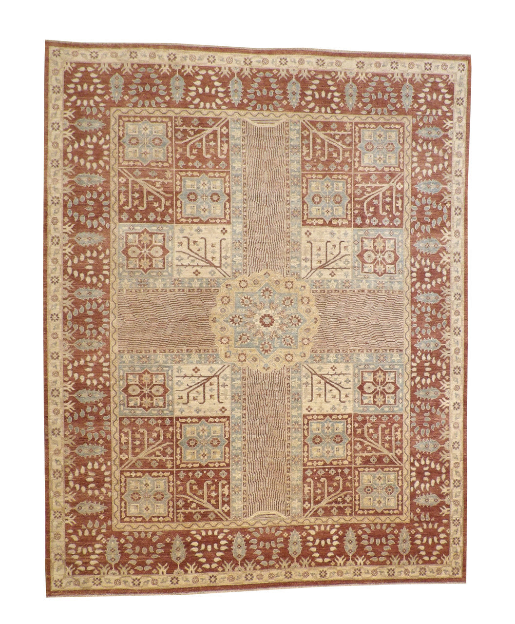 Tribal Vegetable Dye Mamluk hand-knotted wool rug in Rust, full view