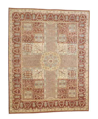 Tribal Vegetable Dye Mamluk hand-knotted wool rug in Rust, full view
