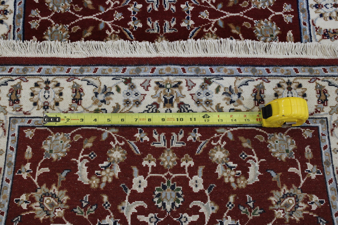 Red Traditional Fine Nain Design rug in room setting