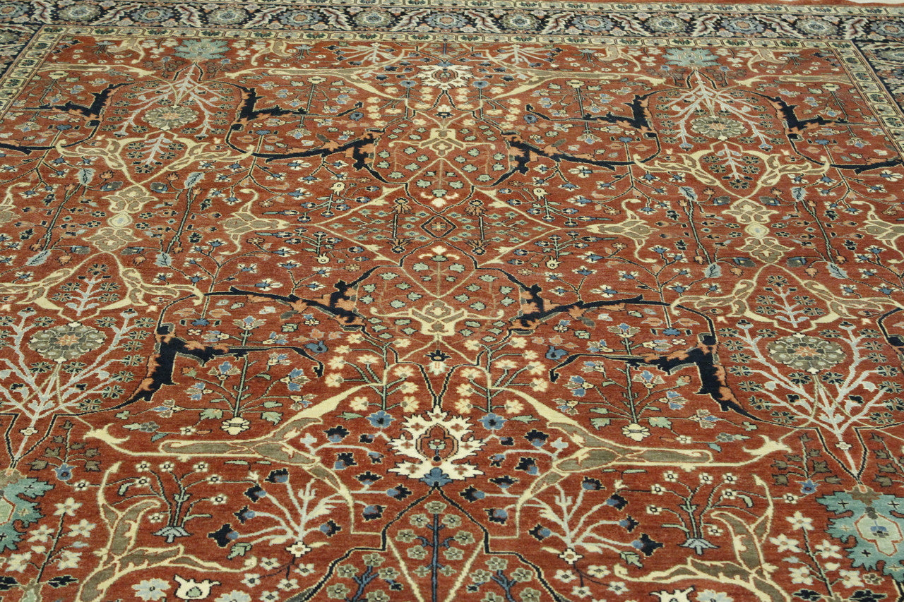 Blue & Rust Traditional Fine Haji Jalili rug in room setting