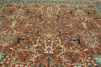 Blue & Rust Traditional Fine Haji Jalili rug in room setting