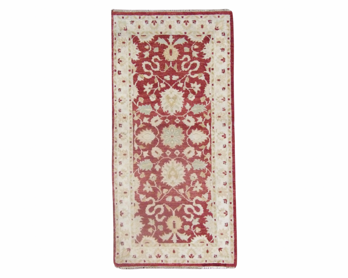 Agra Ziegler hand-knotted wool rug in Beige & Red, full view