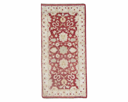 Agra Ziegler hand-knotted wool rug in Beige & Red, full view