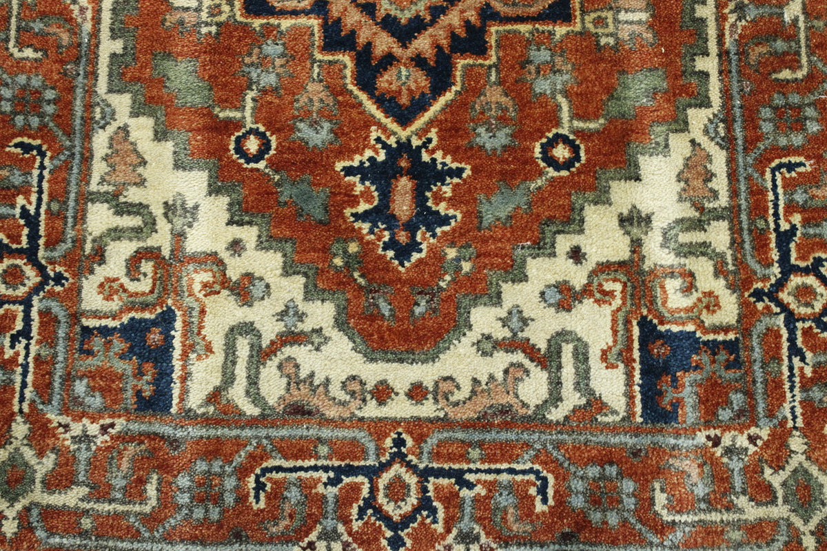 Back of Tribal Indo Heriz hand-knotted rug