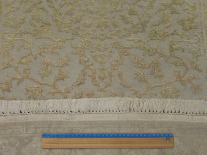 Gold & Beige Persian Kashan Carved rug in room setting