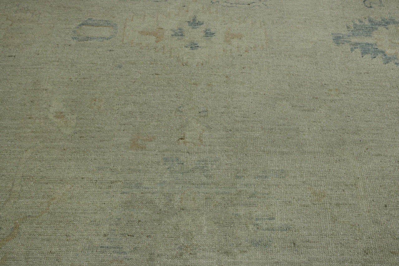 Oushak Wash Chobi hand-knotted wool rug in Blue & Gray, full view
