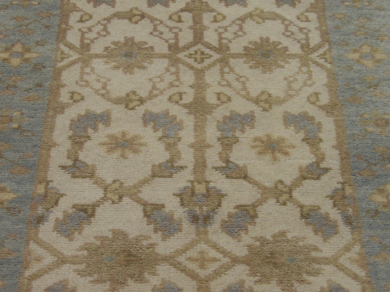 Back of Oushak hand-knotted runner