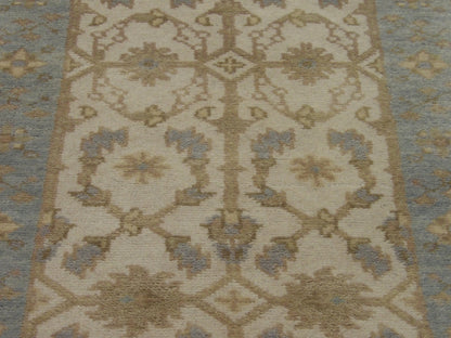 Back of Oushak hand-knotted runner
