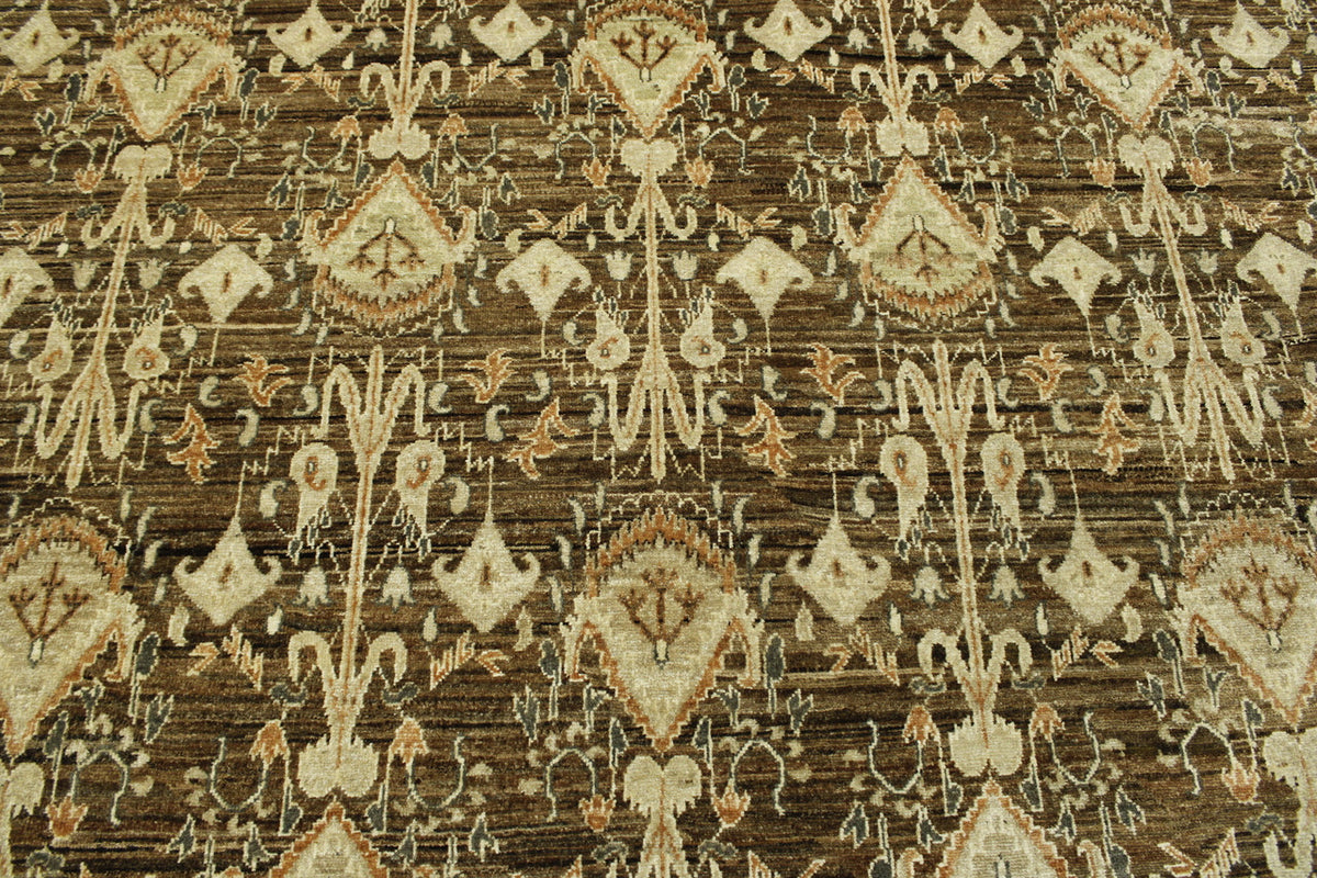 Back of Tribal Vegetable Dye Ikat hand-knotted rug