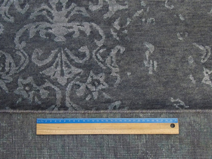 Transitional Broken Damask rug corner detail