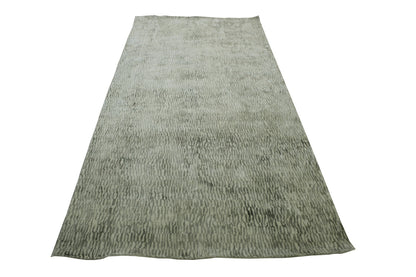 Modern / Contemporary hand-knotted silk rug in Gray, 3'11" x 8'7", SKU w2295