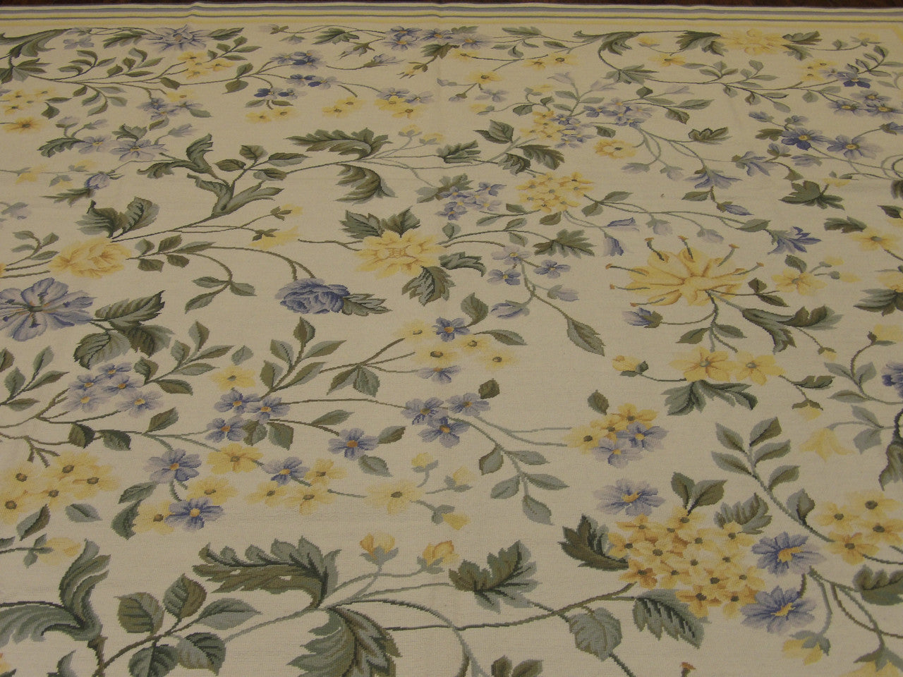 Back of Needlepoint Floral Design hand-knotted rug