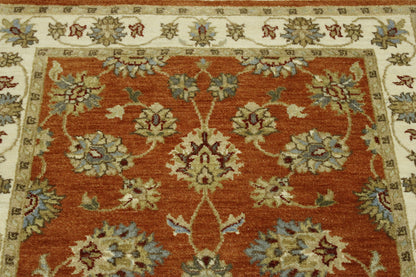 Beige & Rust Oushak Agra Chobi rug in room setting