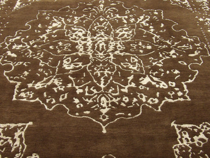 Broken Heriz wool-silk texture close-up