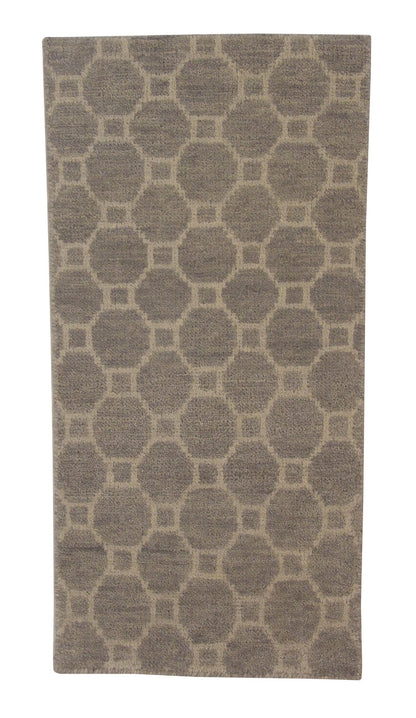 Modern Gemotrical Design hand-knotted wool rug in Gray, full view