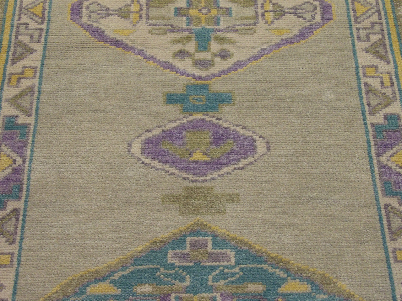 Back of Anatolian Vintage Oushak hand-knotted rug