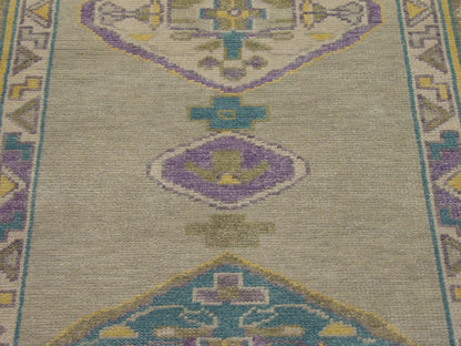 Back of Anatolian Vintage Oushak hand-knotted rug