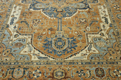 Oushak Heriz Chobi rug corner detail