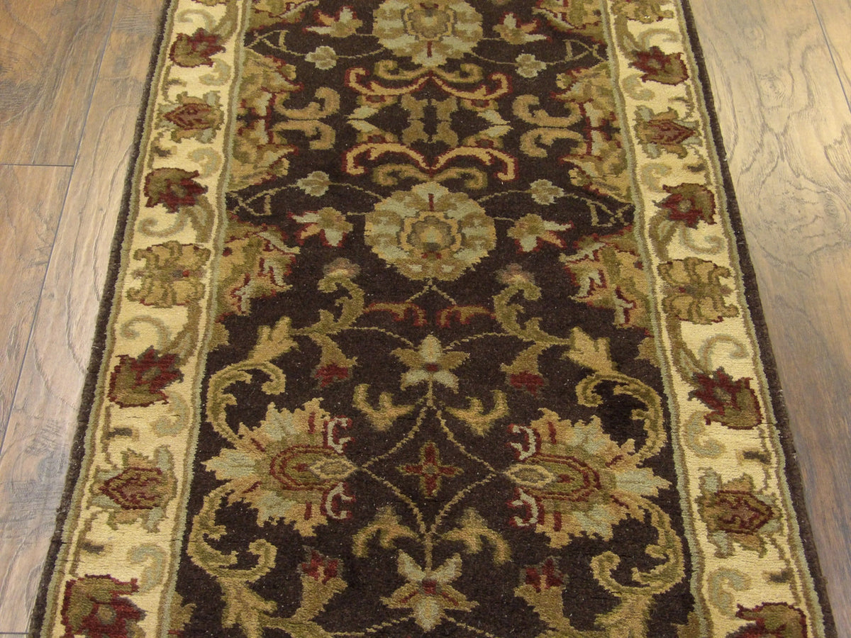 Back of Jaipur Kashan Thick Pile Antique Wash hand-knotted rug