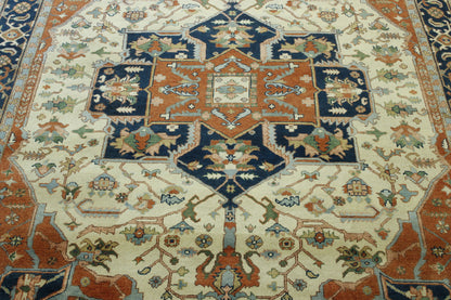 Close-up of wool pile, Blue & Beige rug