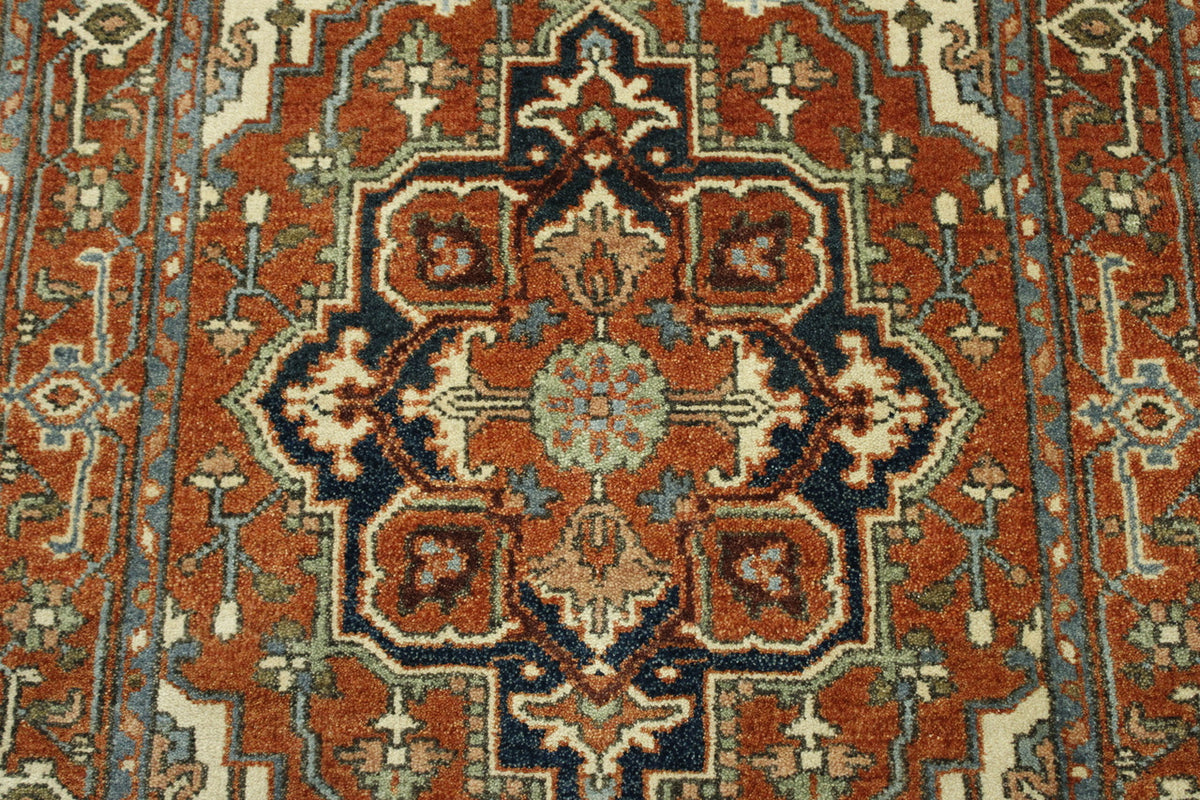 Back of Tribal Heriz hand-knotted rug
