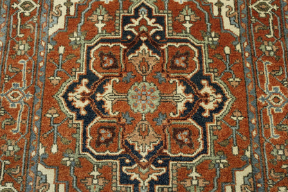 Back of Tribal Heriz hand-knotted rug