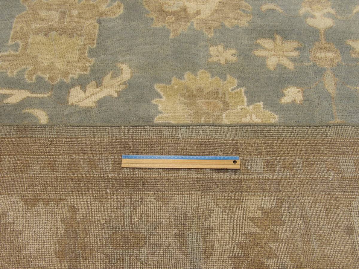 Blue & Teal Turk Oushak Vegetable Dye Wash rug in room setting