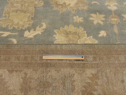 Blue & Teal Turk Oushak Vegetable Dye Wash rug in room setting