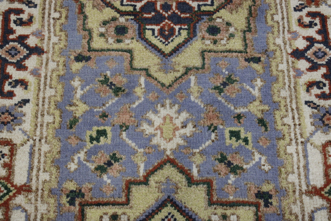 Close-up of wool pile, Blue rug