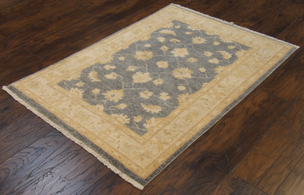 Chobi pattern detail, gray rug