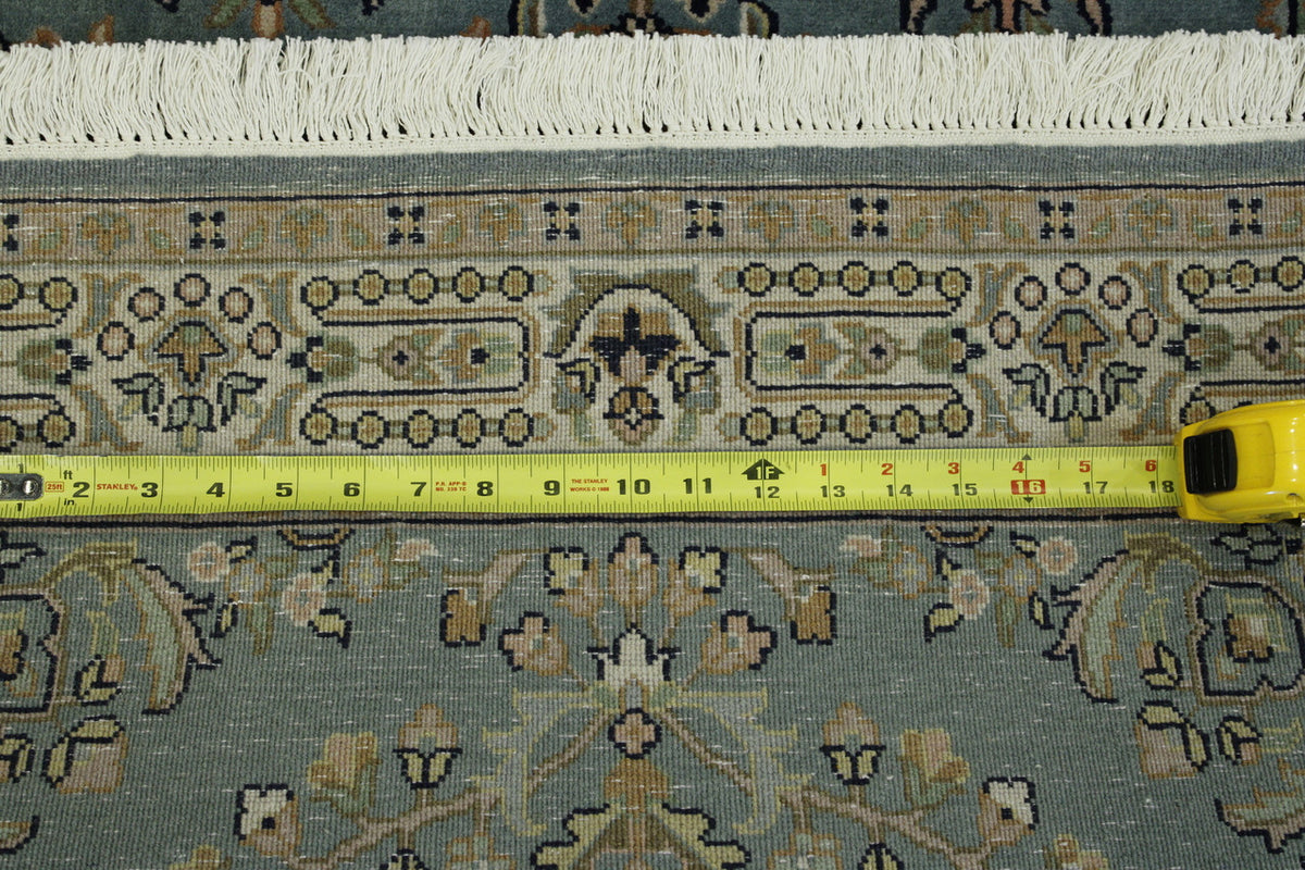 Beige & Teal Traditional Indo Sharookh rug in room setting
